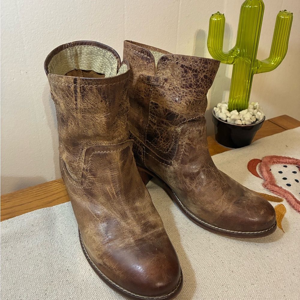 Distressed Brown Ankle Booties - Picture 5 of 8